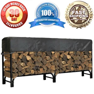 Black Log Rack Short Cover 8-Feet Sun Protected Waterproof Weather Resistant - Picture 1 of 5