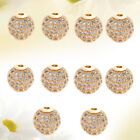  10pcs 10mm Bracelet Accessories Zircon Metal Diamante Round Beads for Jewelry