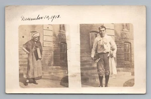 1913 Actors Custumes Girl Boy Photo RPPC Vintage Postcard - Picture 1 of 2