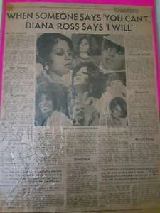 2 ANUNCIOS PUBLICITARIOS DE 1977 DIANA ROSS PROMOCIONALES RAROS Y ORIGINALES Y ARTÍCULO POST NY - Imagen 1 de 2