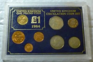 1984 GREAT BRITAIN / UNITED KINGDOM - COMPLETE UNC SET (8) w/ £1 POUND SCOTLAND - Picture 1 of 7
