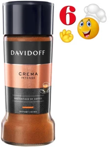PAQUETE DE 6 - DAVIDOFF CREMA INTENSA Suave y Redondeado 100gr Café Instantáneo en Vidrio - Imagen 1 de 1
