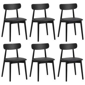 6x Dining Chairs Kitchen Chair PU Leather Solid Wood Cafe Lounge Black - Picture 1 of 7