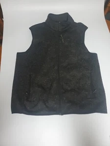 FREE COUNTRY Black & Grey Fleece Sweater Knit Full Zip Vest XXL 2XL - Picture 1 of 6