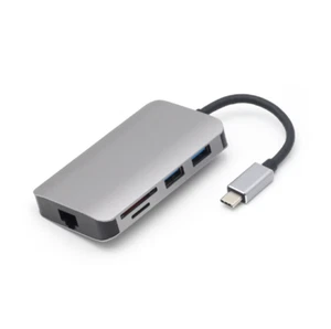 Multiport HUB Type-C Docking Station Adapter to HDMI RJ45 SD/TF USB-C Splitter - Picture 1 of 6