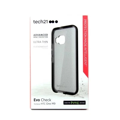 TECH21 CASE FOR HTC ONE M9 EVO CHECK FLEX SHOCK THIN IMPACT BLACK SMOKY T21-4440 - Image 1 of 2