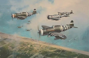 Hell Hawks over Utah by Robert Taylor aviation art signed by D-Day Pilots - Picture 1 of 2