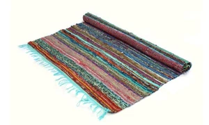 3X5 Ft Decorative Cotton Chindi Rug Floor Area Carpet Indian Hand Woven Runner - Picture 1 of 5