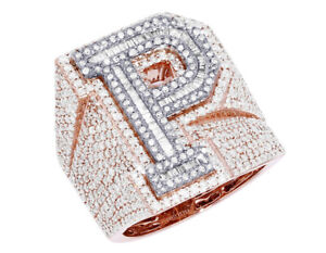 Initial "P" 3CT Real Diamond Ring 10k Rose- White Gold