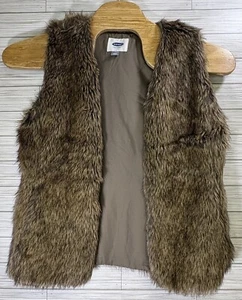 Old Navy Unisex Brown Faux Fur Sleeveless Vest Halloween Hippie Costume Sz Med - Picture 1 of 7