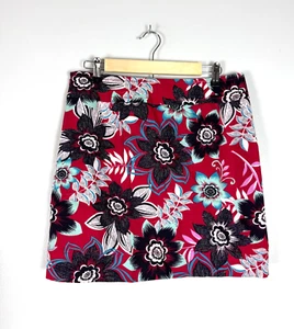 Falda informal Talbots Petites 10P roja multicolor forrada floral a lápiz carrera - Imagen 1 de 3