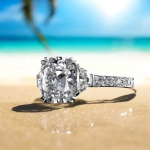 Damen Verlobungsring 3 Karat IGI GIA Lab Grown Cushion Cut Diamant 950 Platin - Bild 1 von 9
