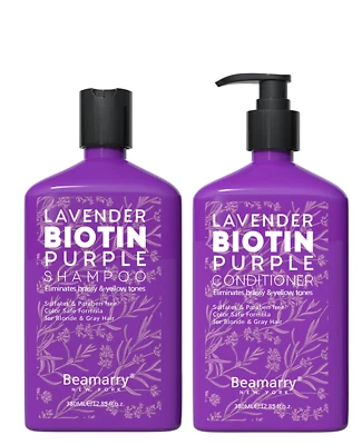 Beamarry Lavender Biotin Purple Shampoo and Conditioner 380m Blonde Toning +PUMP - Image 1 of 4