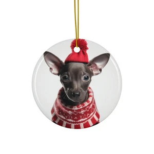 Hanging Ceramic Christmas Tree Ornament - Xoloitzcuintli Puppy Design - Imagen 1 de 4