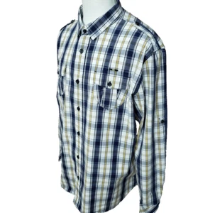 Cavi Men Size 2XL Multicolor Check Cotton Button Epaulets Casual Shirt - Picture 1 of 12