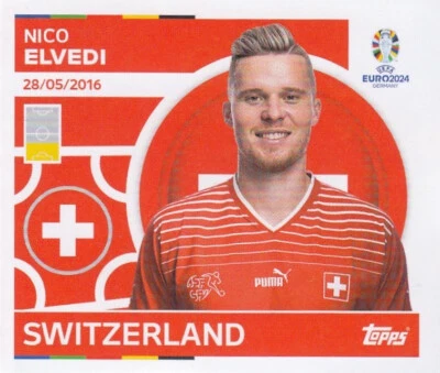 PANINI FUßBALL UEFA EM EURO 2024 DEUTSCHLAND Topps Sticker Football European Championship Euro 2024 No. SUI 8: Nico Elvedi Switzerland Picture NEW