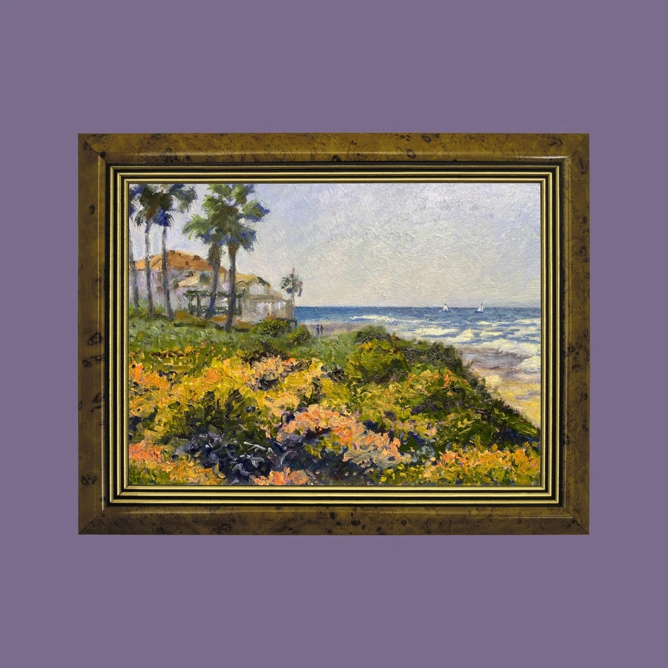 Потрясающая картина маслом. La Jolla Scene. Оригинал. Подписано. Искусство импрессионизма. - Изображение 1 из 4