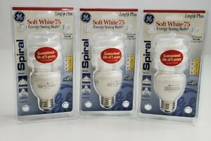 SET OF (3) NEW GE Energy Saving Bulb, Soft White 75 Spiral Bulb New
