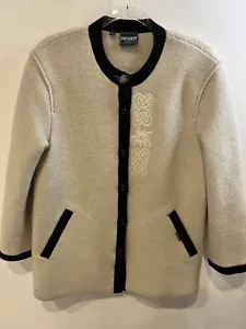 GEIGER SWEATER COAT WOMENS SMALL MEDIUM VINTAGE WOOL EMBROIDERED CARDIGAN - Picture 1 of 10
