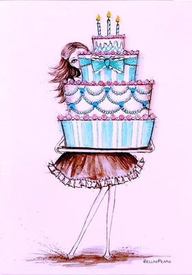 Tarjeta de felicitación de cumpleaños pastel gemado papiro Bella Pilar ~ Celebración que brilla Foto 1 de 3