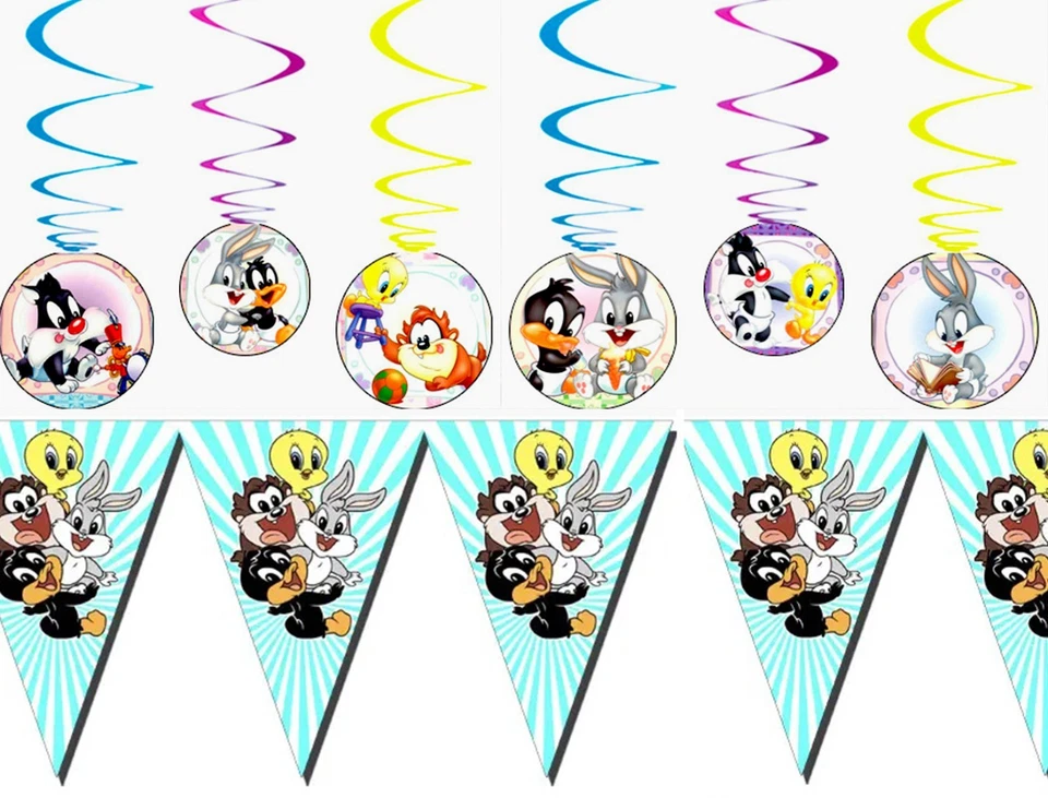 Baby looney tunes Party supplies Banner Plates Cups Goodie Bags Party Favor Box - Image 1 of 1