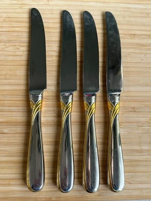 4~YAMASAKI Patrick Gold Accent Flatware AFFAIR Dinner Knives - Image 1 of 2