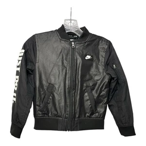 Nike Kids Bomber Jacket Size 7 Years L Black Just Do It - Picture 1 of 9