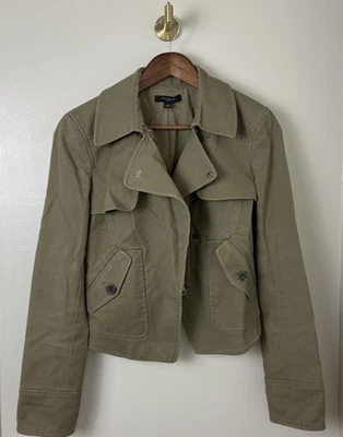 Chaqueta de Lona Ann Taylor Estilo Militar Verde Oliva Talla 2 Moto Safari Quiet Lux Foto 1 de 4