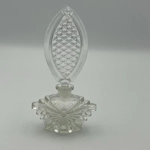 Czech Republic Vintage Crystal Clear Glass Perfume Bottle with Stopper Dauber - Picture 1 of 7