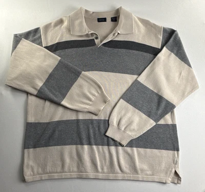 Suéter Izod Vintage Rugby Para Hombre Cuello Grande Manga Larga Algodón a Rayas  Foto 1 de 4