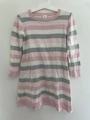 Vestido Suéter Rosa 5T Bebé Gap Niño Niñas Algodón Rayas Punto Acanalado Manga Larga Foto 1 de 4