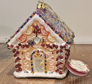 SCOTTISH CHRISTMAS Mrs. Claus Collection GINGERBREAD HOUSE Glass Ornament LARGE - Picture 1 of 3