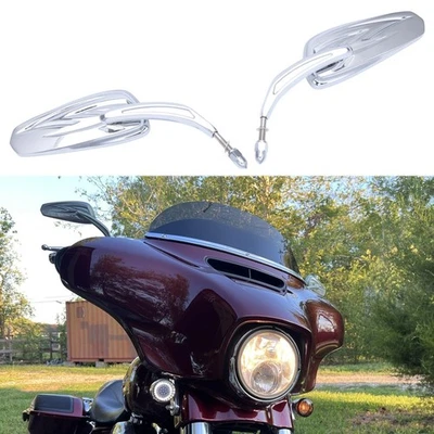 Espejos retrovisores cromados para motocicleta Harley Street Glide Road King Sportster Foto 1 de 4