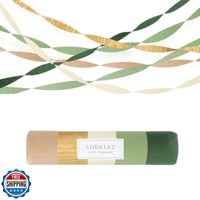 AOBKIAT Wedding Party Decorations, 5 Rolls Olive Green Khaki Crepe Paper Stre - Image 1 of 4