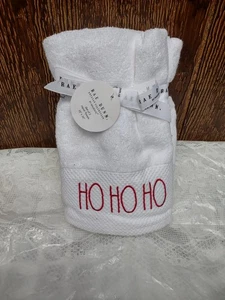 Rae Dunn Weihnachten Ho Ho weiß bestickt Baumwolle Handtücher 2er Pack  - Bild 1 von 2