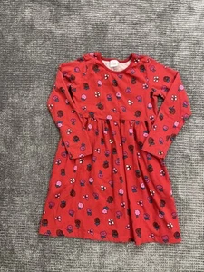 Hanna Anderson Red Floral Dress Long Sleeve Size 8 Cotton - Picture 1 of 8