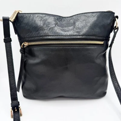 Bolso Bandolera Tommy Bahama Cuero Negro Cremallera Dorada Principios de la década de 2000 Correa Ajustable Foto 1 de 4