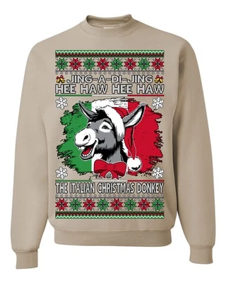Jing a Di Jing 意大利驴丑陋圣诞毛衣圆领运动衫 — 第 1/2 张图片