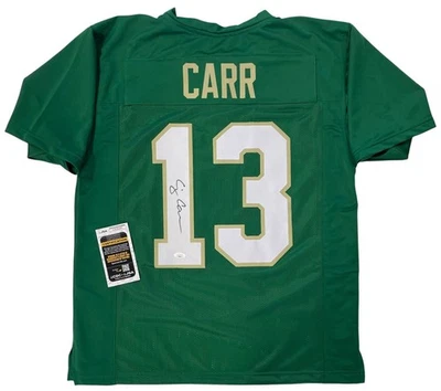 CJ CARR SIGNED NOTRE DAME FIGHTING IRISH GREEN JERSEY JSA COA XL - Image 1 of 3