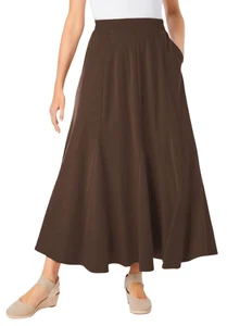 Woman Within Plus Size Wide Elastic Waist Skirt - Picture 1 of 20