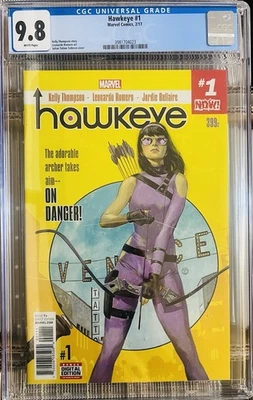 HAWKEYE 1 CGC 9.8 MAGNÍFICA CUBIERTA JULIAN T TEDESCO PRIMERA APLICACIÓN EN SOLITARIO MARVEL 2015 Foto 1 de 2