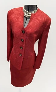 Linea F Fink Skirt Suit Size M Two Piece Set Elastic Waist 30X26.5 Wool Silk - Picture 1 of 24
