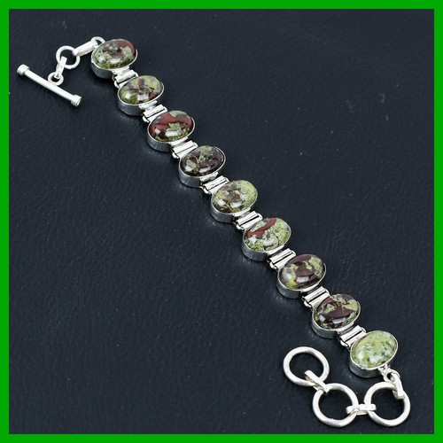 VALENTINO Bracciale regalo moglie catena art deco lunetta argento sterling pietra sangue drago