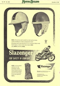 1960 Advert for SLAZENGER Motor Cycle Crash Helmets & Gloves Original Print Ad - Picture 1 of 1