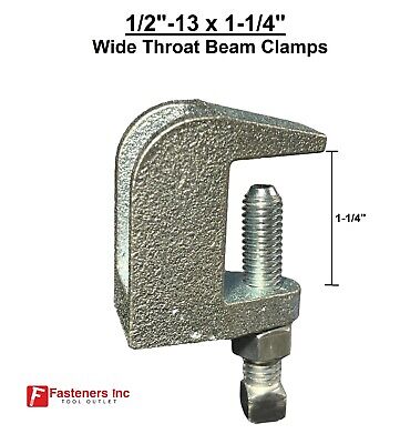1/2 -13 Threaded Rod Zinc Plated Universal Top Wide 1-1/4  Throat Beam Clamp • 109.99$