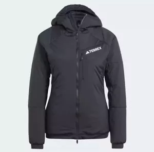adidas Womens TERREX Hooded Jacket IB4278 Size Small Black PRIMALOFT NEW $280 - Picture 1 of 13