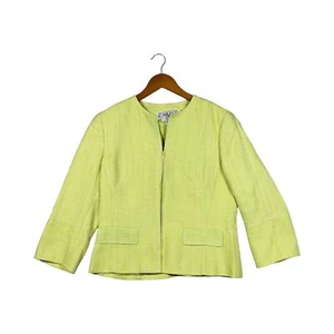 Chaqueta de trabajo vintage Carlisle verde lima para mujer algodón lino talla 10 - Imagen 1 de 4