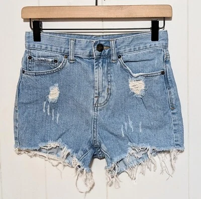 BDG Shorts Womens 24 Blue Girlfriend High Rise Distressed Jean Denim Festival - Image 1 of 4