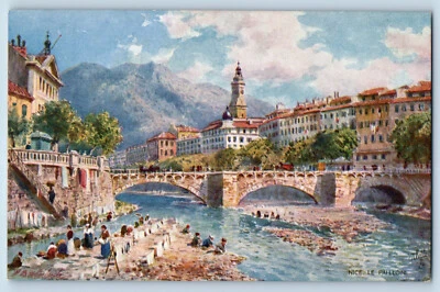Nice Alpes-Maritimes France Postcard Le Paillon Bridge c1910 Oilette Tuck Art - Image 1 of 2