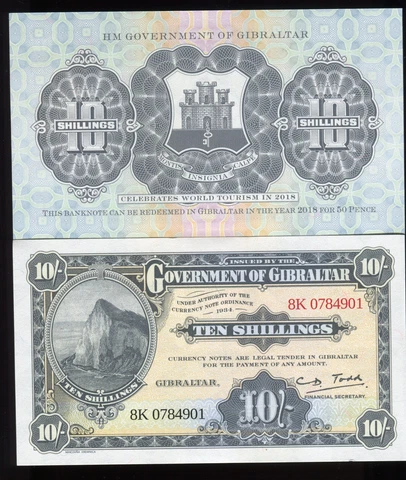 Gibraltar 2018 10 Shillings | Commemorative Banknote | Pick 41.a | Free Shipping Cover